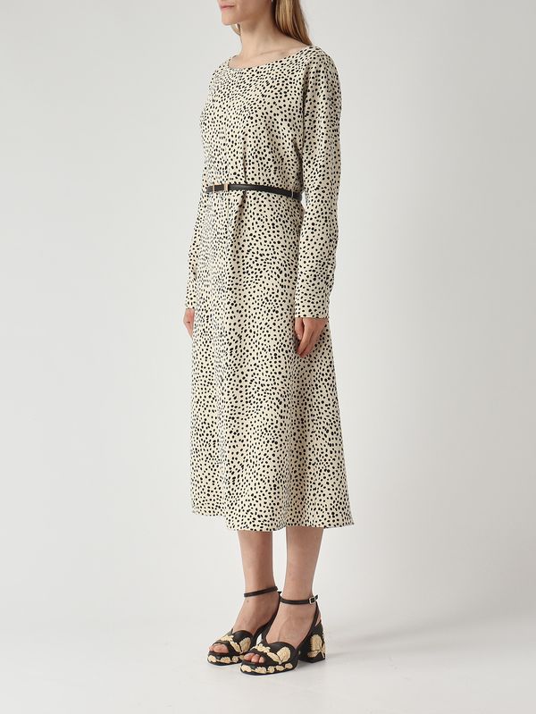3. Robe Piroghe en twill effet soie pour femme Ivoire-Noir Max Mara Studio 2616221015600
