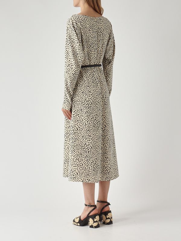 4. Robe Piroghe en twill effet soie pour femme Ivoire-Noir Max Mara Studio 2616221015600
