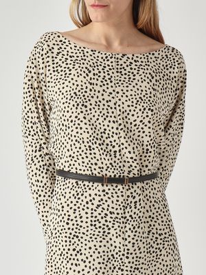 5. Robe Piroghe en twill effet soie pour femme Ivoire-Noir