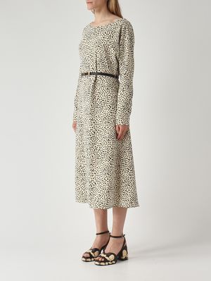 3. Robe Piroghe en twill effet soie pour femme Ivoire-Noir