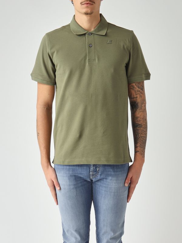 1. Men's Amedee polo in stretch cotton piqué Moss Green K-Way k5127bw
