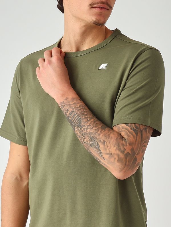 4. Men's Adame Light T-shirt in stretch cotton Moss Green K-Way k71349w