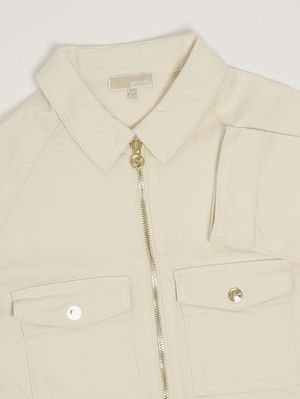 3. Chaqueta de niña de algodón elástico. Crema
