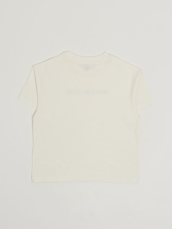 2. Camiseta de niña de algodón elástico. Blanco sucio Michael Kors r30602