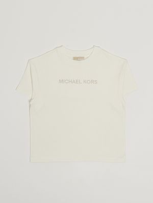 1. Camiseta de niña de algodón elástico. Blanco sucio