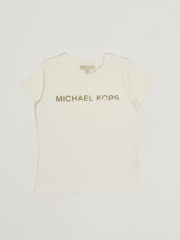 Mädchen-T-Shirt aus Stretch-Baumwolle Schmutziges Weiß Michael Kors
