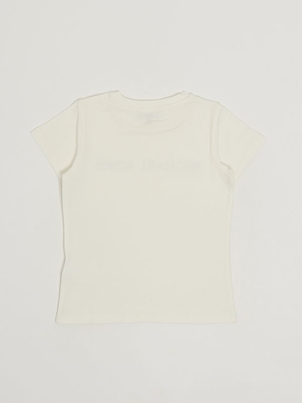 2. Mädchen-T-Shirt aus Stretch-Baumwolle Schmutziges Weiß Michael Kors r30603