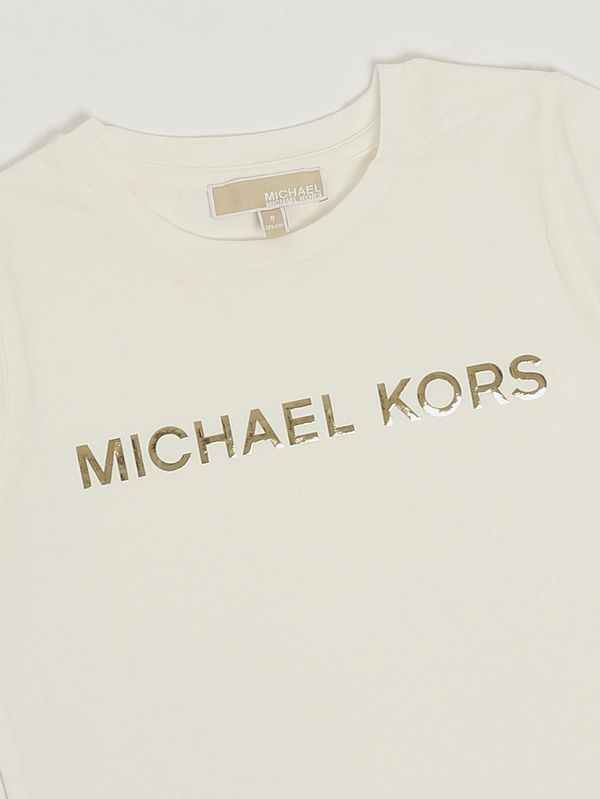 3. Mädchen-T-Shirt aus Stretch-Baumwolle Schmutziges Weiß Michael Kors r30603