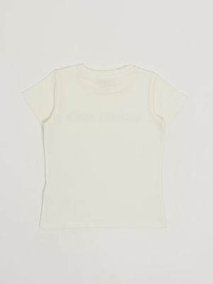 2. T-shirt bambina in cotone stretch Bianco Sporco