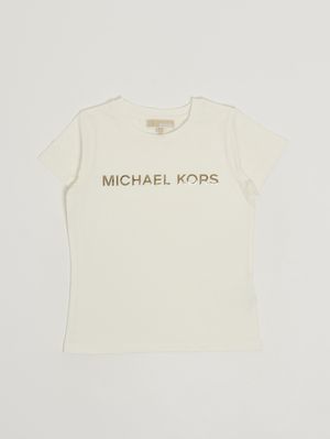 1. T-shirt bambina in cotone stretch Bianco Sporco