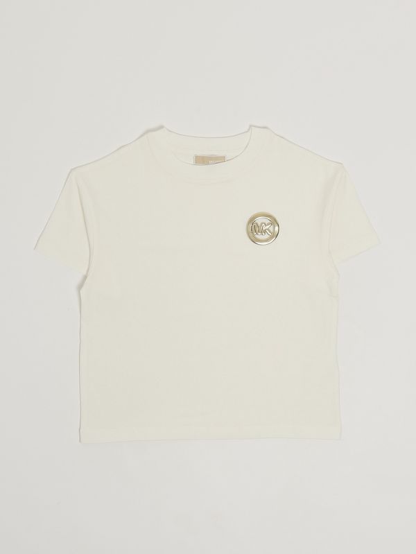 Mädchen-T-Shirt aus Stretch-Baumwolle Schmutziges Weiß Michael Kors