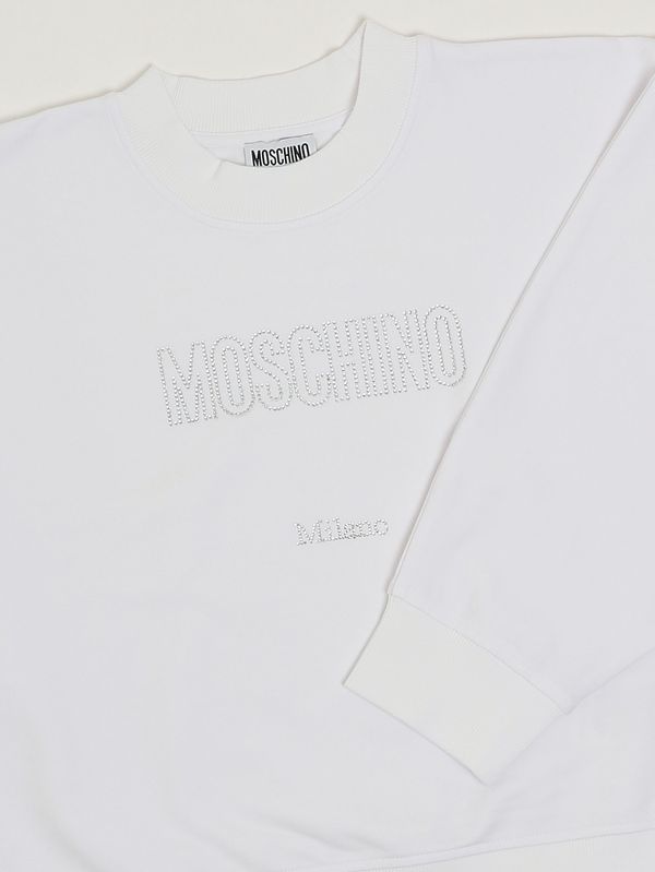 3. Mädchen-Strampler aus Stretch-Baumwolle Weiß Moschino hdf06plda25