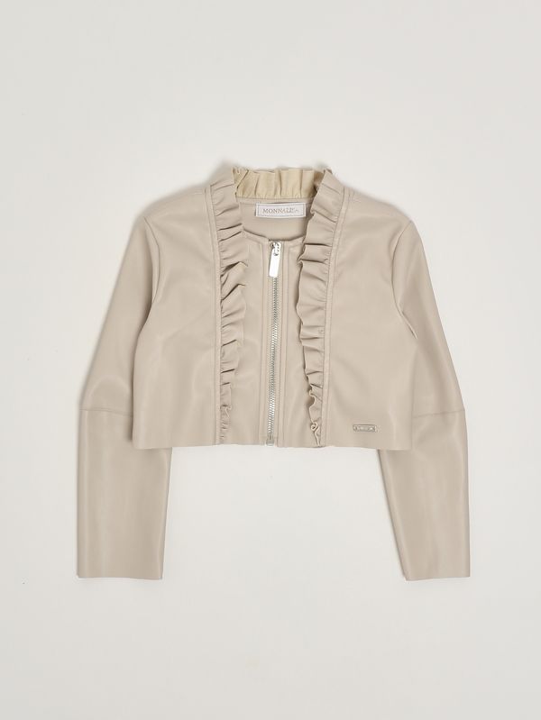 Veste en simili cuir pour fille Beige Monnalisa