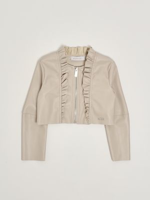 1. Mädchenjacke aus Kunstleder Beige