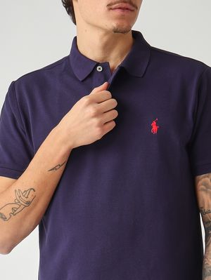 5. Polo de hombre slim fit en piqué de algodón azul marino