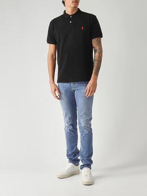 2. Polo uomo slim fit in piqué di cotone Nero