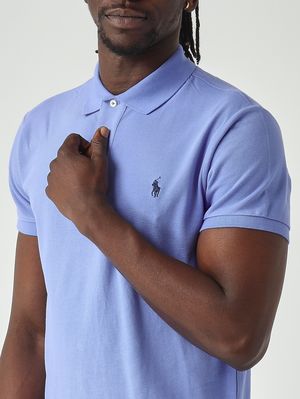 4. Men's slim-fit polo in cotton piqué Light blue