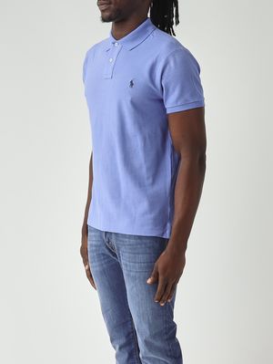 2. Men's slim-fit polo in cotton piqué Light blue