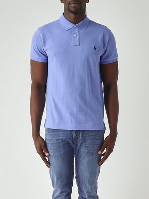 1. Men's slim-fit polo in cotton piqué Light blue