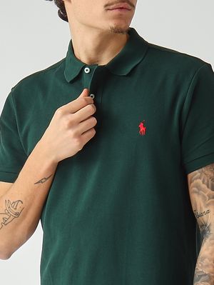 5. Polo uomo slim fit in piqué di cotone Verde Inglese