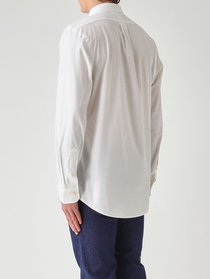 3. Camisa de hombre slim fit de algodón elástico Blanco