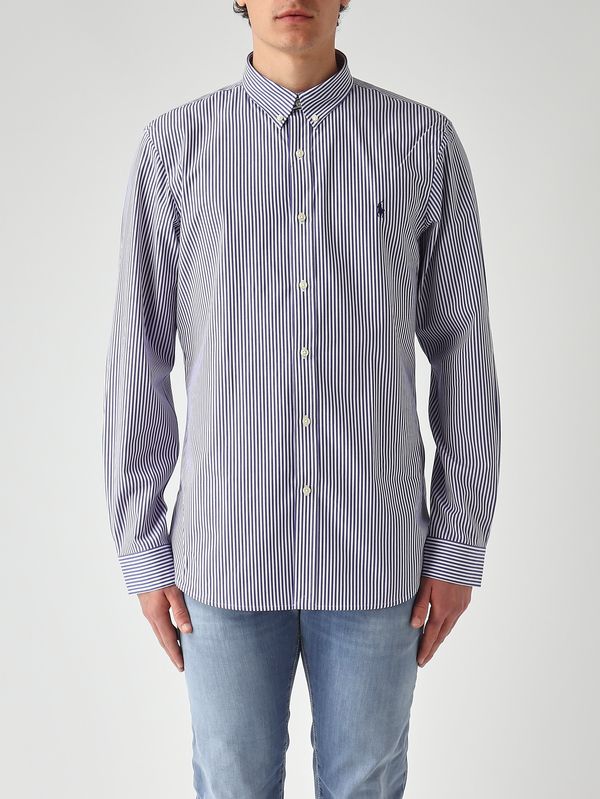 1. Camicia uomo slim fit in cotone stretch Bianco-Navy Polo Ralph Lauren 710928254