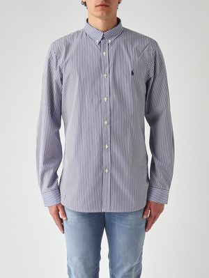 1. Camicia uomo slim fit in cotone stretch Bianco-Navy