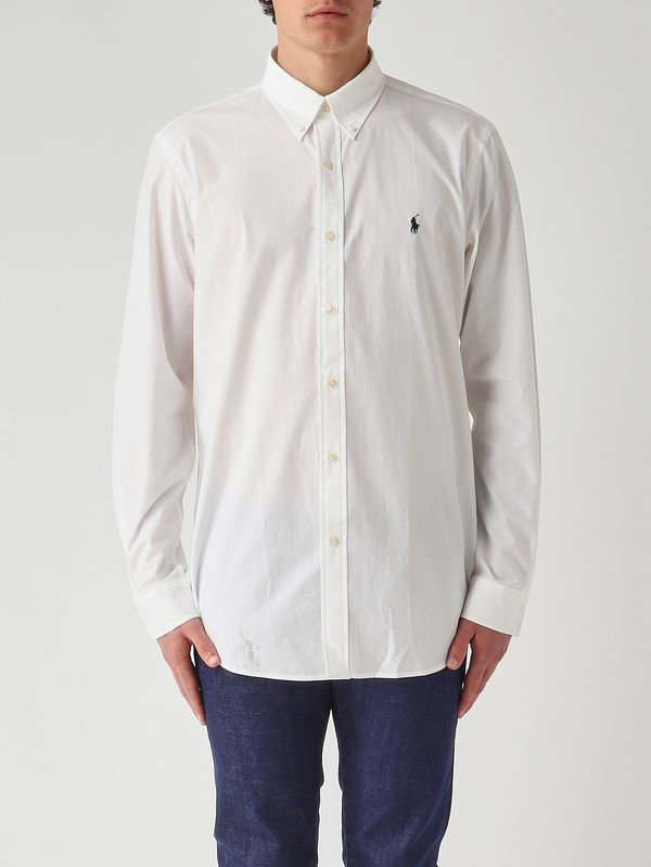 Camicia uomo custom fit in cotone stretch Bianco Polo Ralph Lauren