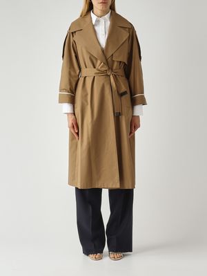 1. Trench en sergé de coton mélangé pour femme Kakis