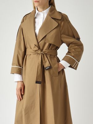 5. Trench en sergé de coton mélangé pour femme Kakis