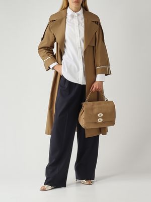 2. Trench en sergé de coton mélangé pour femme Kakis