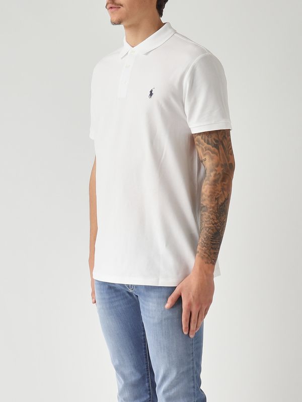 3. Polo uomo custom slim fit in piqué di cotone stretch Bianco Polo Ralph Lauren 710941439
