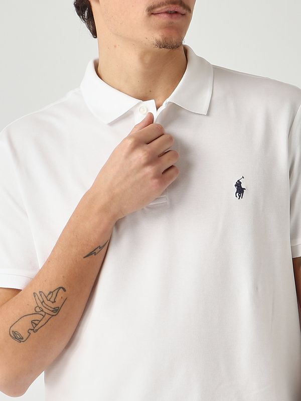 5. Polo uomo custom slim fit in piqué di cotone stretch Bianco Polo Ralph Lauren 710941439