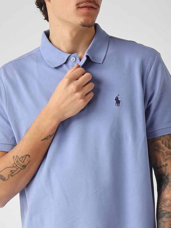 5. Polo uomo custom slim fit in piqué di cotone stretch Avio Chiaro Polo Ralph Lauren 710941439