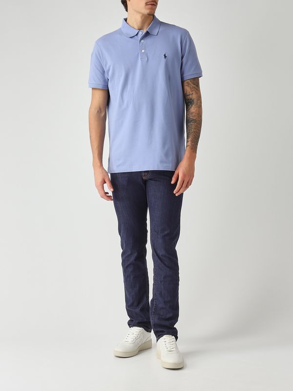 2. Polo uomo custom slim fit in piqué di cotone stretch Avio Chiaro Polo Ralph Lauren 710941439