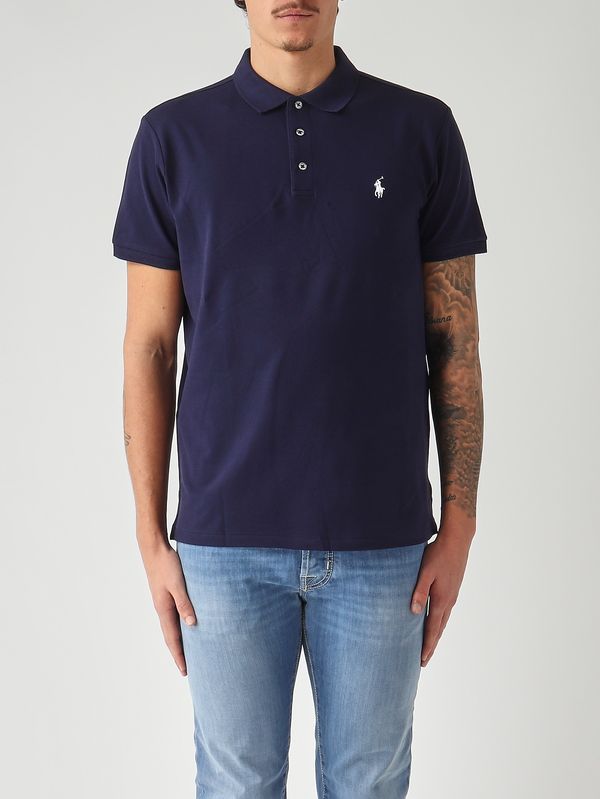Men's Custom Slim Fit polo in stretch cotton piqué Dark Blue Polo Ralph Lauren