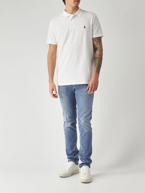2. Polo uomo custom slim fit in piqué di cotone stretch Bianco