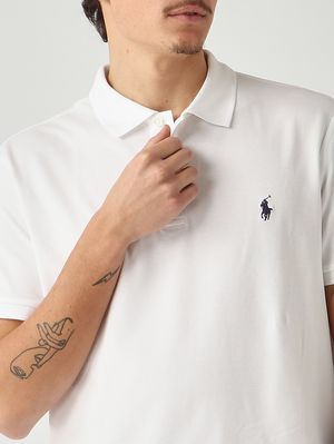 5. Polo uomo custom slim fit in piqué di cotone stretch Bianco