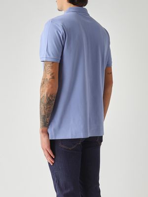 4. Polo uomo custom slim fit in piqué di cotone stretch Avio Chiaro