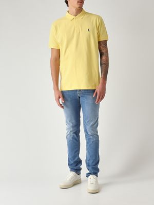 2. Polo custom slim fit en piqué de coton extensible pour homme Jaune lavé