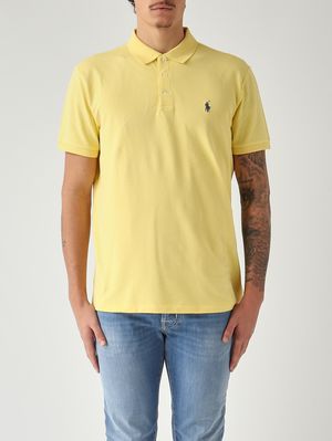1. Polo custom slim fit en piqué de coton extensible pour homme Jaune lavé