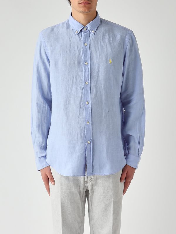 Camicia uomo slim fit in lino Azzurro Polvere Polo Ralph Lauren