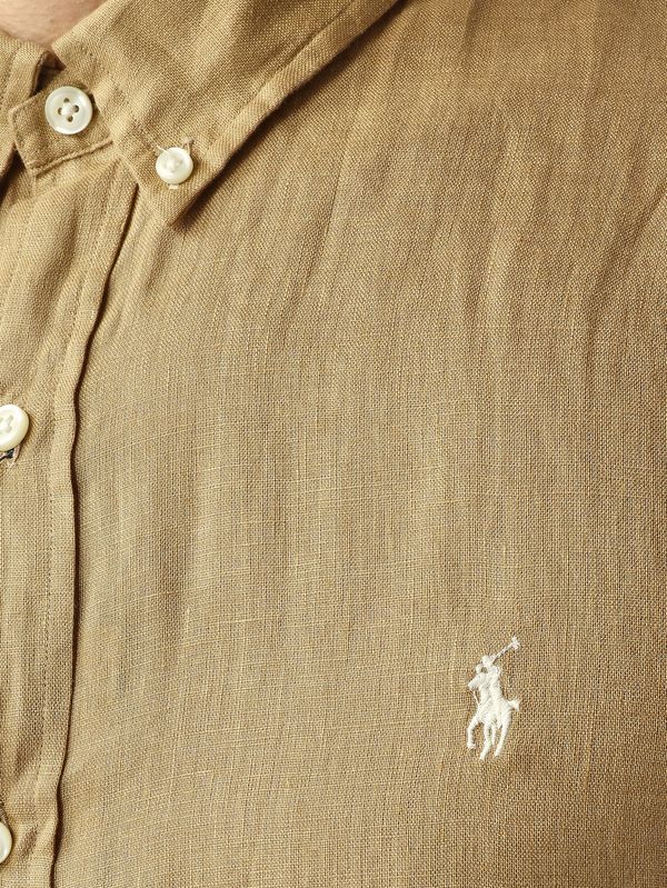 4. Men's slim fit linen shirt Dark Beige Polo Ralph Lauren 710968915