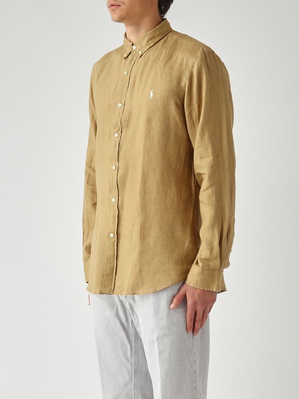 2. Men's slim fit linen shirt Dark Beige Polo Ralph Lauren 710968915