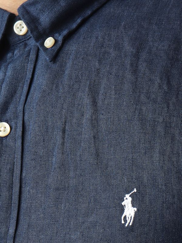4. Men's slim fit linen shirt Dark Blue Polo Ralph Lauren 710968915