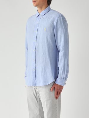 2. Herrenhemd Slim Fit aus Leinen Puderblau
