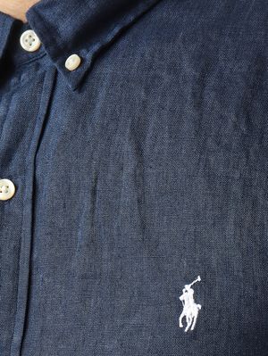 4. Men's slim fit linen shirt Dark Blue