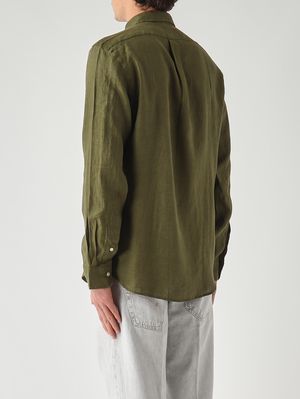 3. Herrenhemd Slim Fit aus Leinen Militär