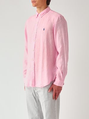 2. Herrenhemd Slim Fit aus Leinen Rosa