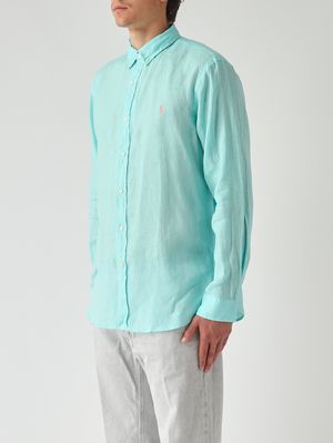 2. Camicia uomo slim fit in lino Turchese